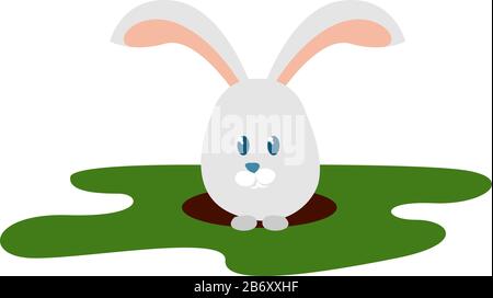 Rabbit hole, illustration, vector on white background. Stock Vector