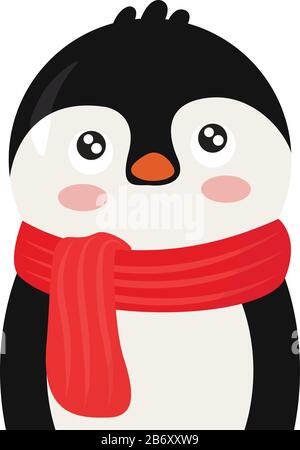 Sad penguin, illustration, vector on white background. Stock Vector