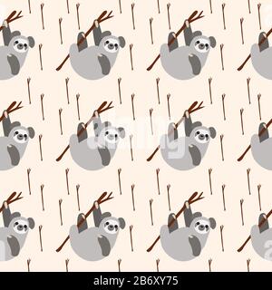 Koala pattern, illustration, vector on white background. Stock Vector
