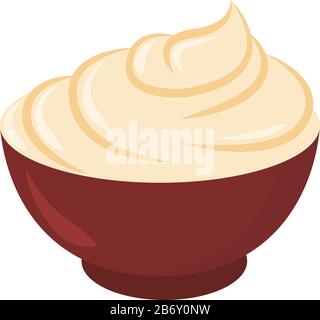 Sour cream, illustration, vector on white background. Stock Vector