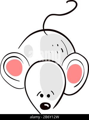 Sad little mouse, illustration, vector on white background. Stock Vector