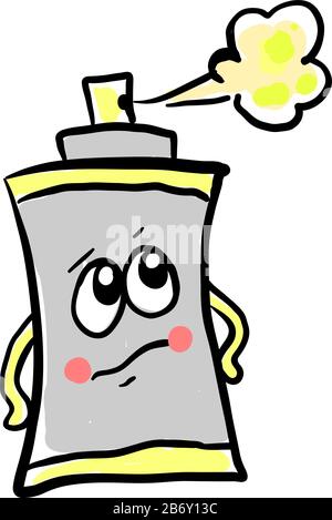 Sad spray can, illustration, vector on white background. Stock Vector