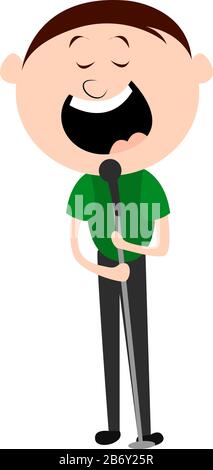 Man singing, illustration, vector on white background. Stock Vector