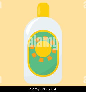 Sun cream, illustration, vector on white background. Stock Vector