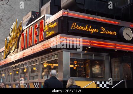 the brooklyn diner is actually in manhattan on w 57th st.. Retro diners are popular in new york Stock Photo