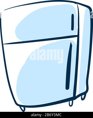 Refrigerator drawing, illustration, vector on white background. Stock Vector