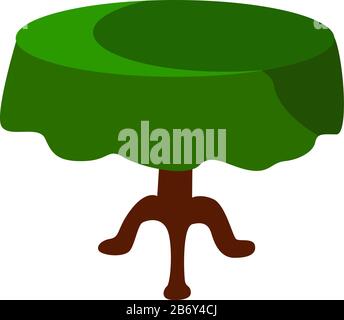 Table with green cover, illustration, vector on white background. Stock Vector