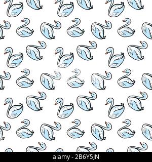 Swan pattern, illustration, vector on white background. Stock Vector