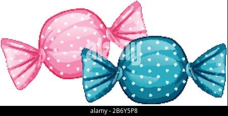Two piece of candies on white background illustration Stock Vector