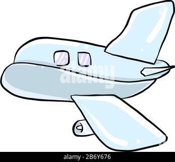 Plane drawing, illustration, vector on white background. Stock Vector