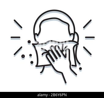 Personal Hygiene - Cover Mouth while sneezing - Icon as EPS 10 File Stock Vector