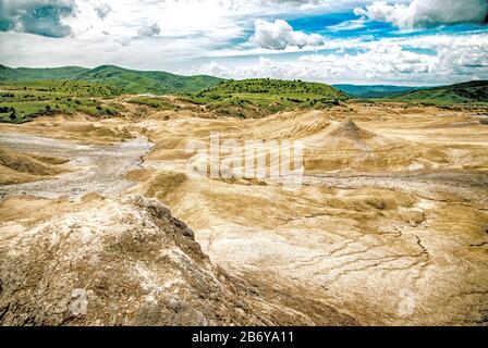 dramatic landscape near paclele mari romania, vulcanii noroiosi natural reserve, buzau county, romania Stock Photo