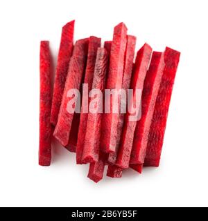 Fresh beetroot sticks isolated on white background Stock Photo