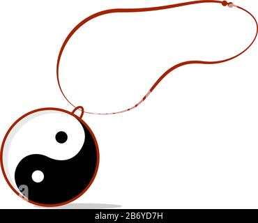 Yin Yang amulet, illustration, vector on white background. Stock Vector
