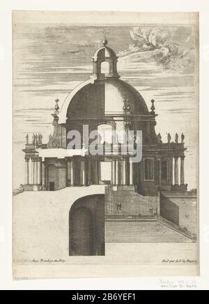 Kerk met ronde koepel Kerkportieken (serietitel) The church has four porches, each with double Corinthian columns; the left a cross-section with the crypt, the right, the rising of the gevel. Manufacturer : print maker: Jean Lepautre (indicated on object), at its design: Jean Lepautreuitgever: Nicolas Langlois (I) (shown on object) provider of privilege: Louis XIV ( king of France) (listed building) Place manufacture: printmaker: France (possible) in its design: France (possible) publisher: Paris Date: ca. 1670 - ca. 1680 Material: paper Technique: etching dimensions: plate edge: h 246 mm × b Stock Photo