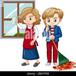 Boy doing different types of chores illustration Stock Vector Image & Art -  Alamy