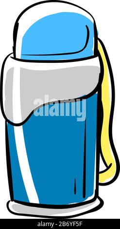 Blue thermos, illustration, vector on white background. Stock Vector