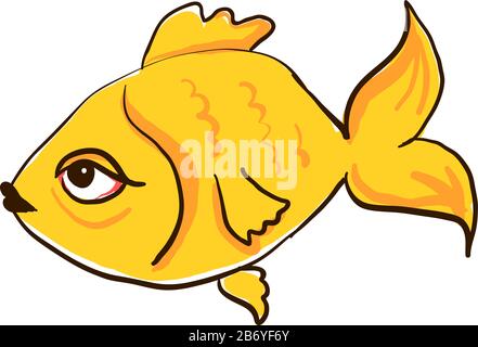 Yellow fish, illustration, vector on white background. Stock Vector