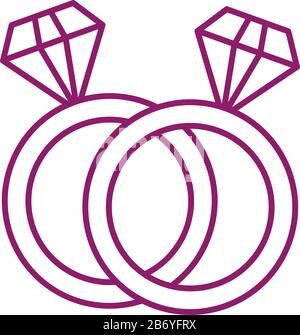 Wedding rings line icon, valentines day and jewel, wedding ring vector ...