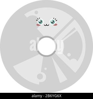Cute disk, illustration, vector on white background. Stock Vector