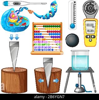 Large set of science equipments on white background Stock Vector Image ...