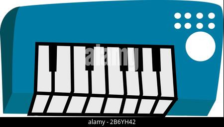 Children synthesizer, illustration, vector on white background. Stock Vector