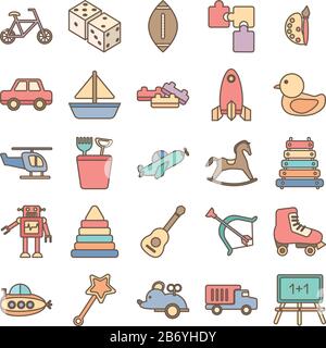 bundle of toys set icons Stock Vector