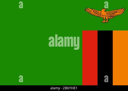 Flag of Zambia - Zambian flag standard ratio - true RGB color mode Stock Photo