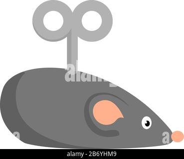 Clockwork mouse, illustration, vector on white background. Stock Vector