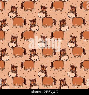 Horse pattern, illustration, vector on white background. Stock Vector