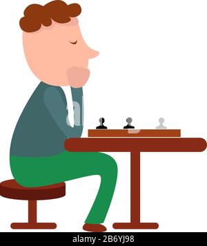 Chess player, illustration, vector on white background. Stock Vector