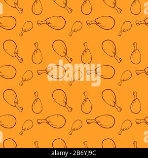 Chicken legs pattern, illustration, vector on white background. Stock Vector