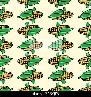 Corn pattern, illustration, vector on white background. Stock Vector