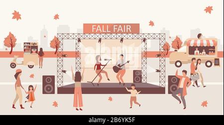 Fall fair flat vector illustration Stock Vector