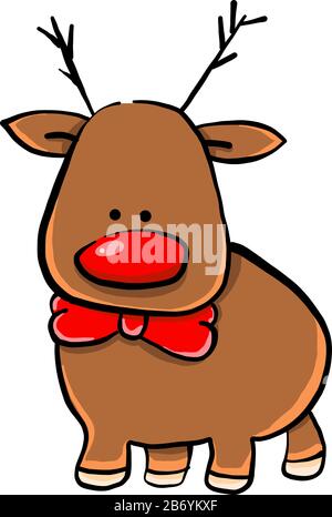 Fat deer, illustration, vector on white background. Stock Vector