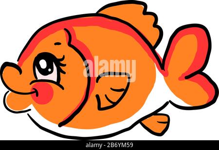 Fat goldfish, illustration, vector on white background. Stock Vector