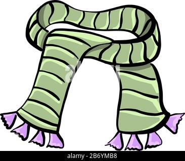 Green scarf, illustration, vector on white background. Stock Vector