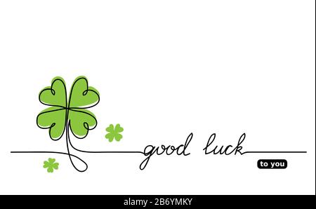 Clover vector sketch. Good luck lettering Stock Vector