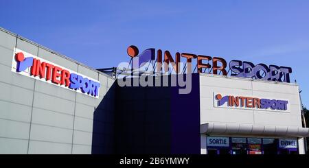 Bordeaux , Aquitaine / France - 01 24 2020 : intersport logo Group store sign international shop sporty fashion Stock Photo