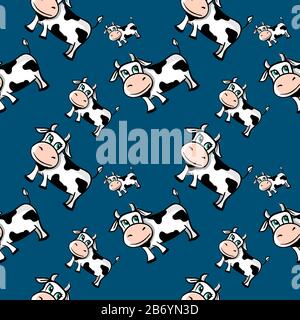 Cows pattern, illustration, vector on white background. Stock Vector