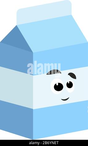 Milk in tetra pack, illustration, vector on white background. Stock Vector
