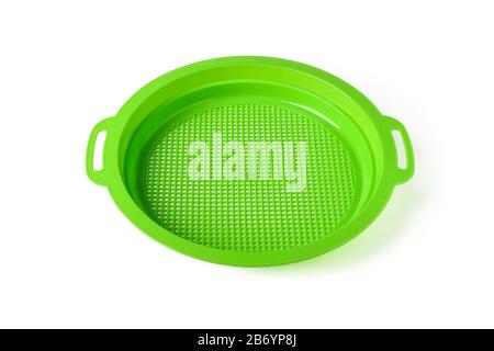 Green plastic mesh isolated on white background Stock Photo
