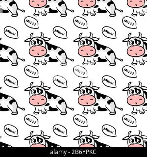 Cow pattern, illustration, vector on white background. Stock Vector