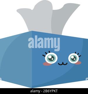 Blue box with napkins, illustration, vector on white background. Stock Vector