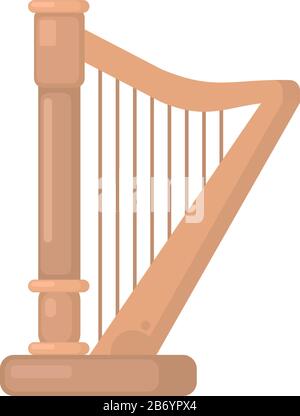 Harp Instrument Vector Vintage Retro Classic Wooden Harp for Music Instrument Logo Design ...