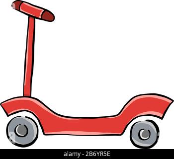 Red scooter, illustration, vector on white background. Stock Vector