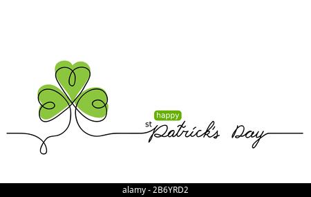 Happy St Patricks day one continuous line vector drawing Stock Vector