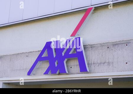 Bordeaux , Aquitaine / France - 01 22 2020 : axa logo office sign French multinational insurance Stock Photo