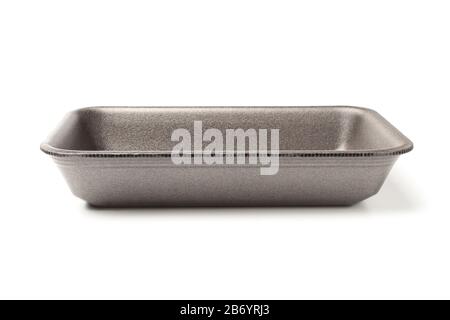 Black empty food tray isolated on white background Stock Photo