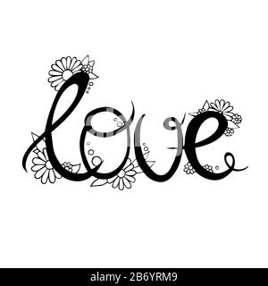 love word text with black and white love heart suitable for card ...